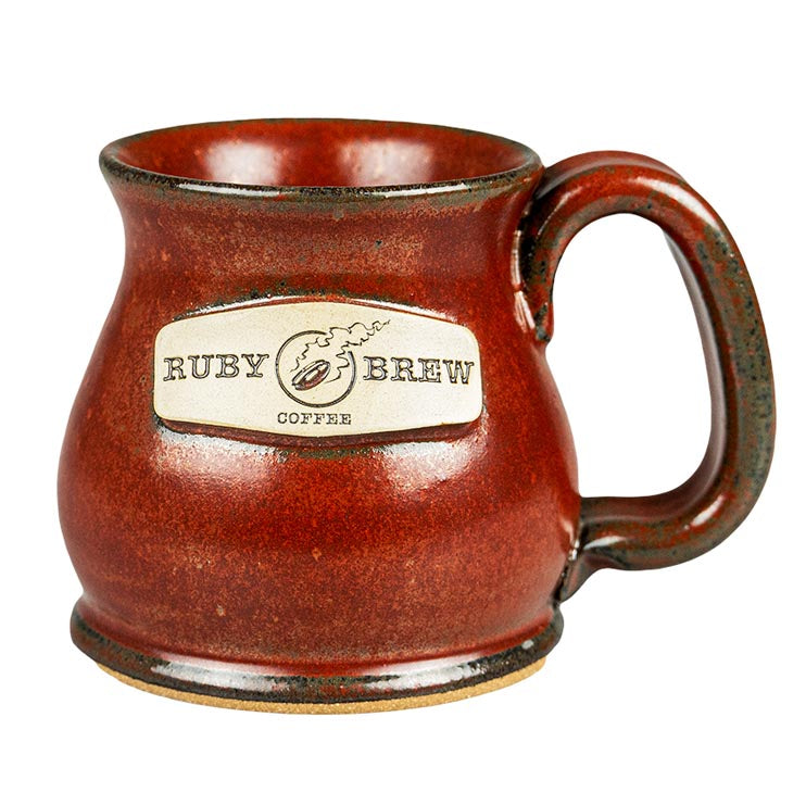 Ruby Brew Potbelly Style Coffee Mug Sunfire Red 12oz Handcrafted in the USA